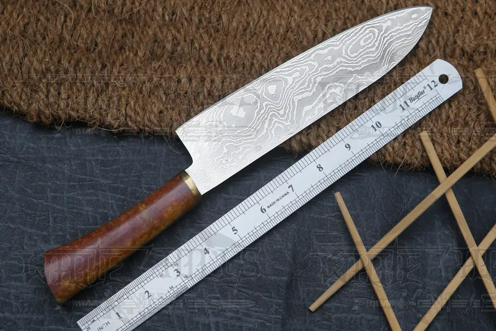 12" Handmade Damascus Stainless Steel Chef Knife Galaxy Gold Handle, VG 72 Layer Cooking Knife