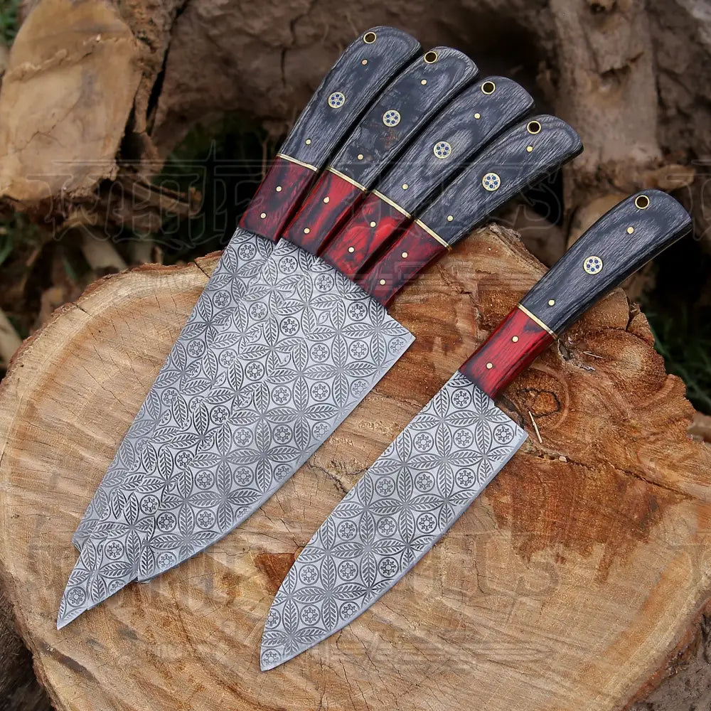 5 Pieces Handmade J2 Steel Chef Set - 5 Piece Best Kitchen Knives Set