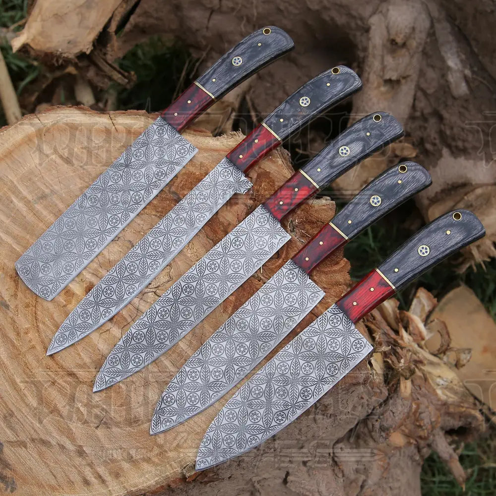 5 Pieces Handmade J2 Steel Chef Set - 5 Piece Best Kitchen Knives Set