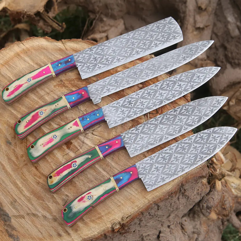 5 Pieces Handmade J2 Steel Chef Set - 5 Piece Kitchen Knives Set