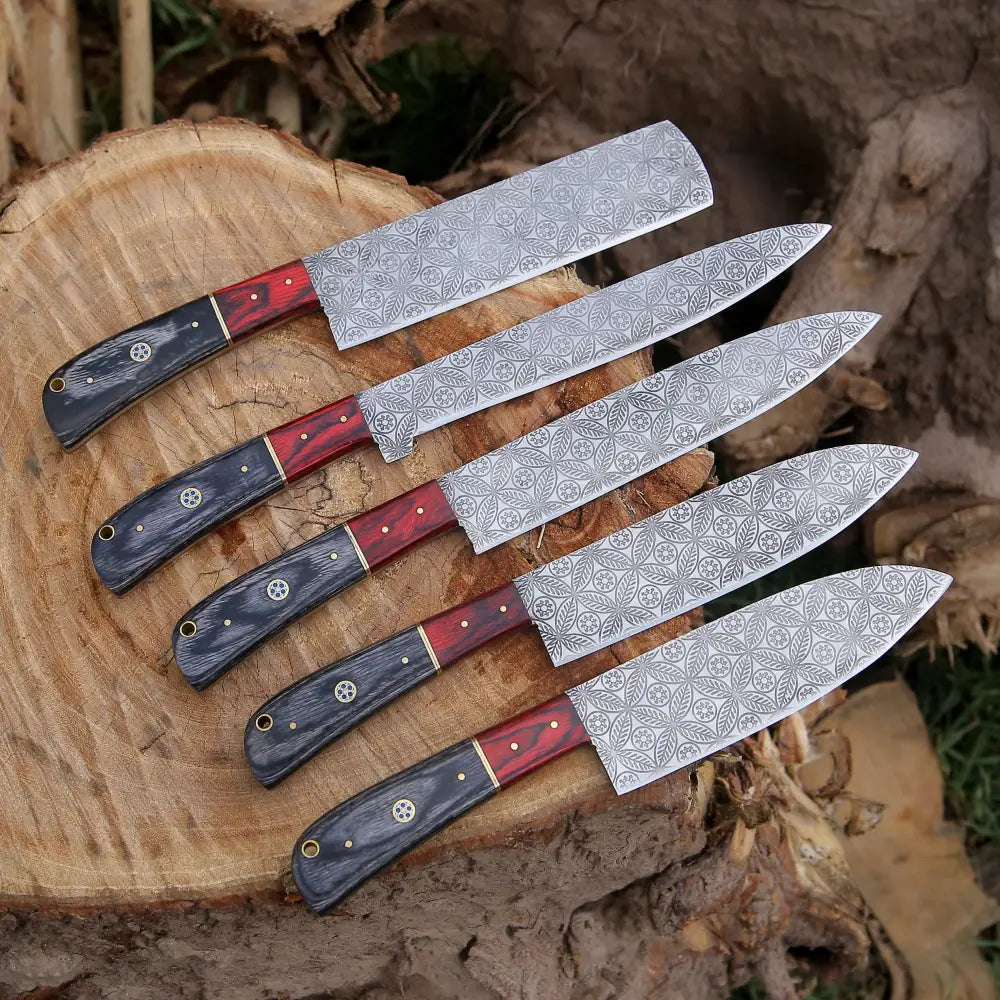 5 Pieces Handmade J2 Steel Chef Set - 5 Piece Best Kitchen Knives Set