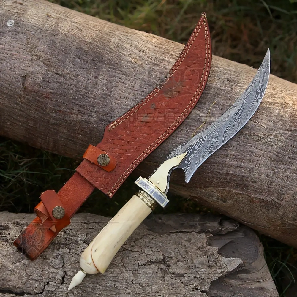 Damascus Bolster and Camel Bone Handle