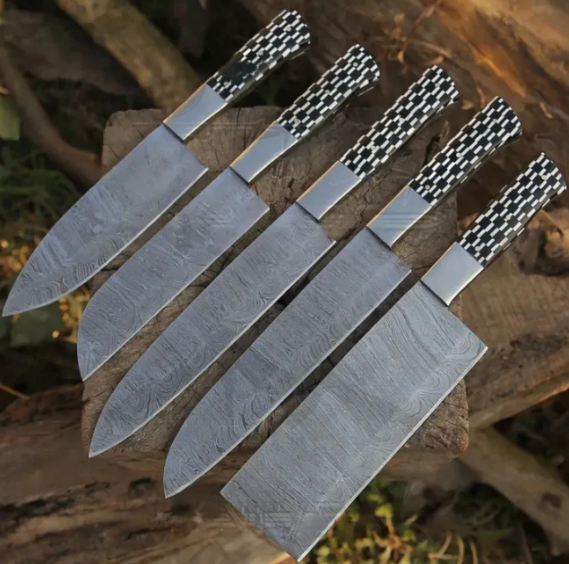 Damascus Steel Kitchen Knife Set 