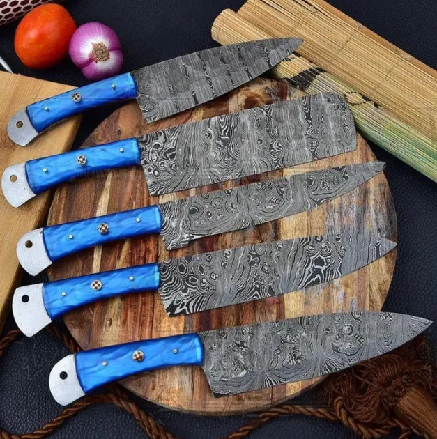 Forged Damascus Steel Kitchen Knife Set