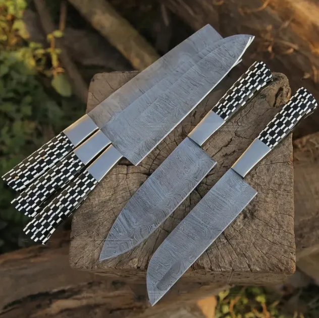 Handmade Damascus Steel Kitchen Set 