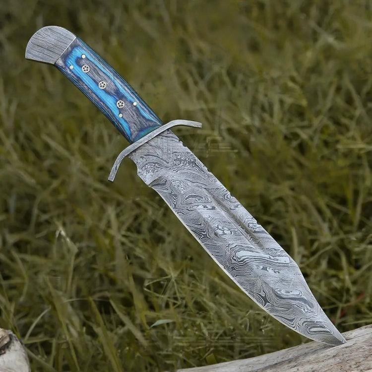 blue damascus knives