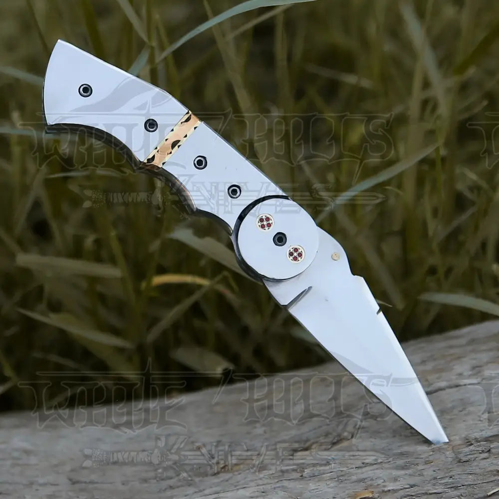 Handmade Folding Pocket Knife - 8" Handmade Gift Knife - Semi Stainless - Camping Pocket Knife