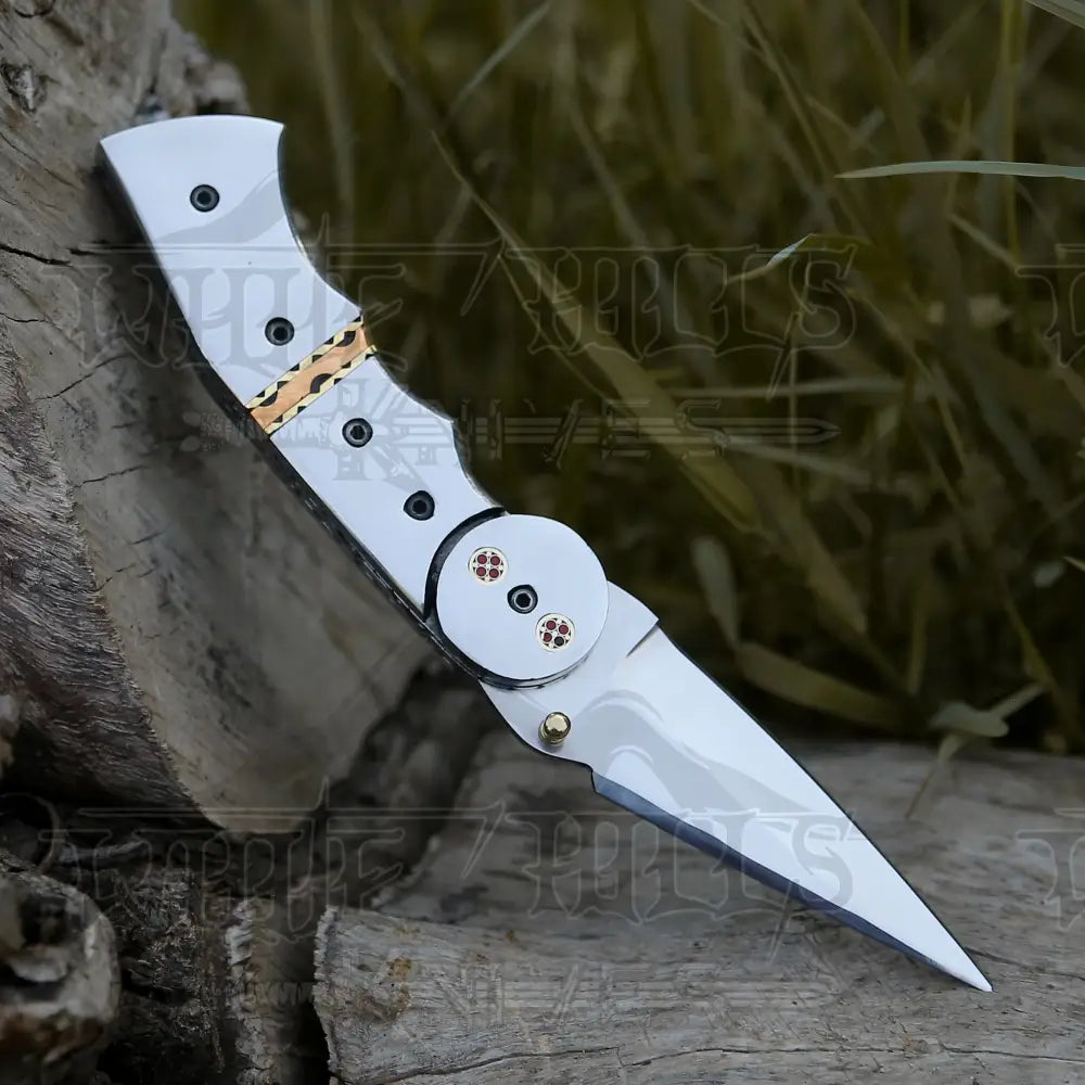 Handmade Folding Pocket Knife - 8" Handmade Gift Knife - Semi Stainless - Camping Pocket Knife