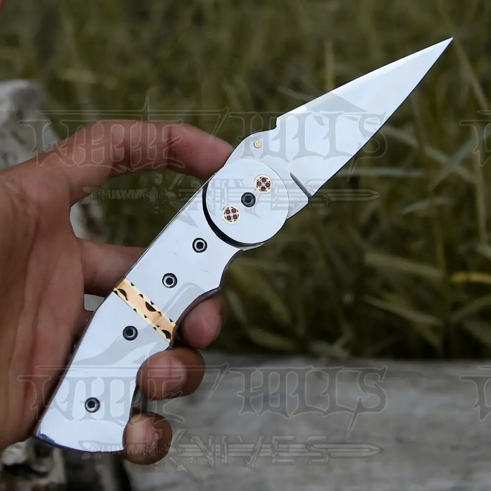 Handmade Folding Pocket Knife - 8" Handmade Gift Knife - Semi Stainless - Camping Pocket Knife