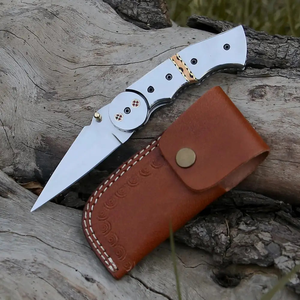 Handmade Folding Pocket Knife - 8" Handmade Gift Knife - Semi Stainless - Camping Pocket Knife