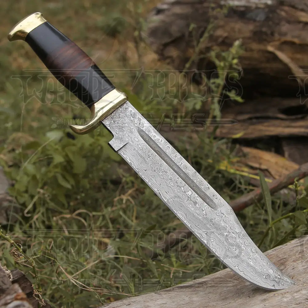 HANDMADE FORGED DAMASCUS Steel Bowie Hunting Knife EDC - 15” Survival WH 4408