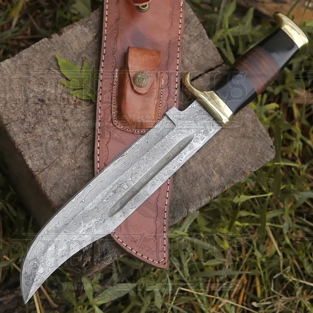 HANDMADE FORGED DAMASCUS Steel Bowie Hunting Knife EDC - 15” Survival WH 4408