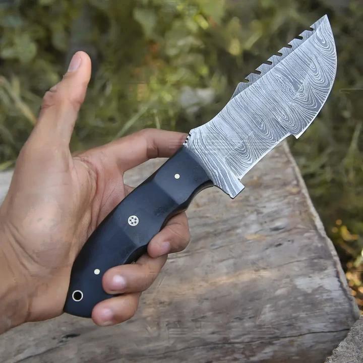 Custom Handmade Forged Damascus Steel Tracker Bushcraft Knife Survival EDC 10” With Micarta Handle WH 9010