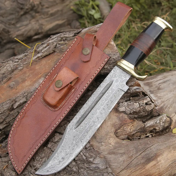 HANDMADE FORGED DAMASCUS Steel Bowie Hunting Knife EDC - 15” Survival WH 4408