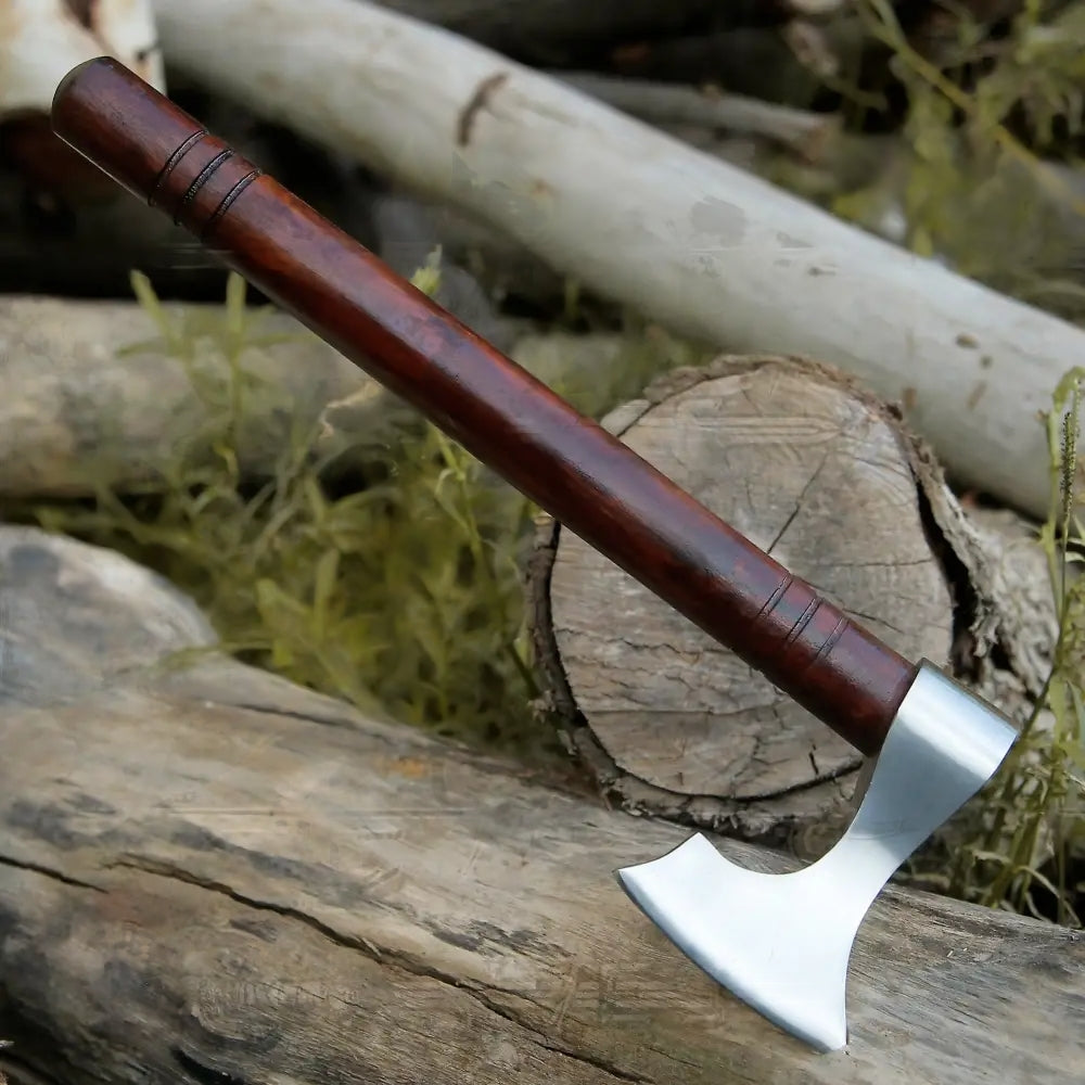 Small Forged Carbon Steel Axe with Rose Wood Shaft - Viking Axe X-102