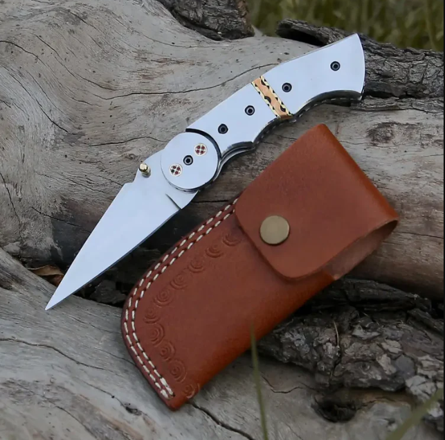 Handmade Folding Pocket Knife - 8" Handmade Gift Knife - Semi Stainless - Camping Pocket Knife