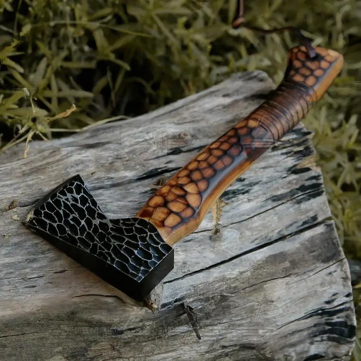 Small Viking Axe - Forged Carbon Steel with Ash Wood Burned Handle - Viking Axe X-101