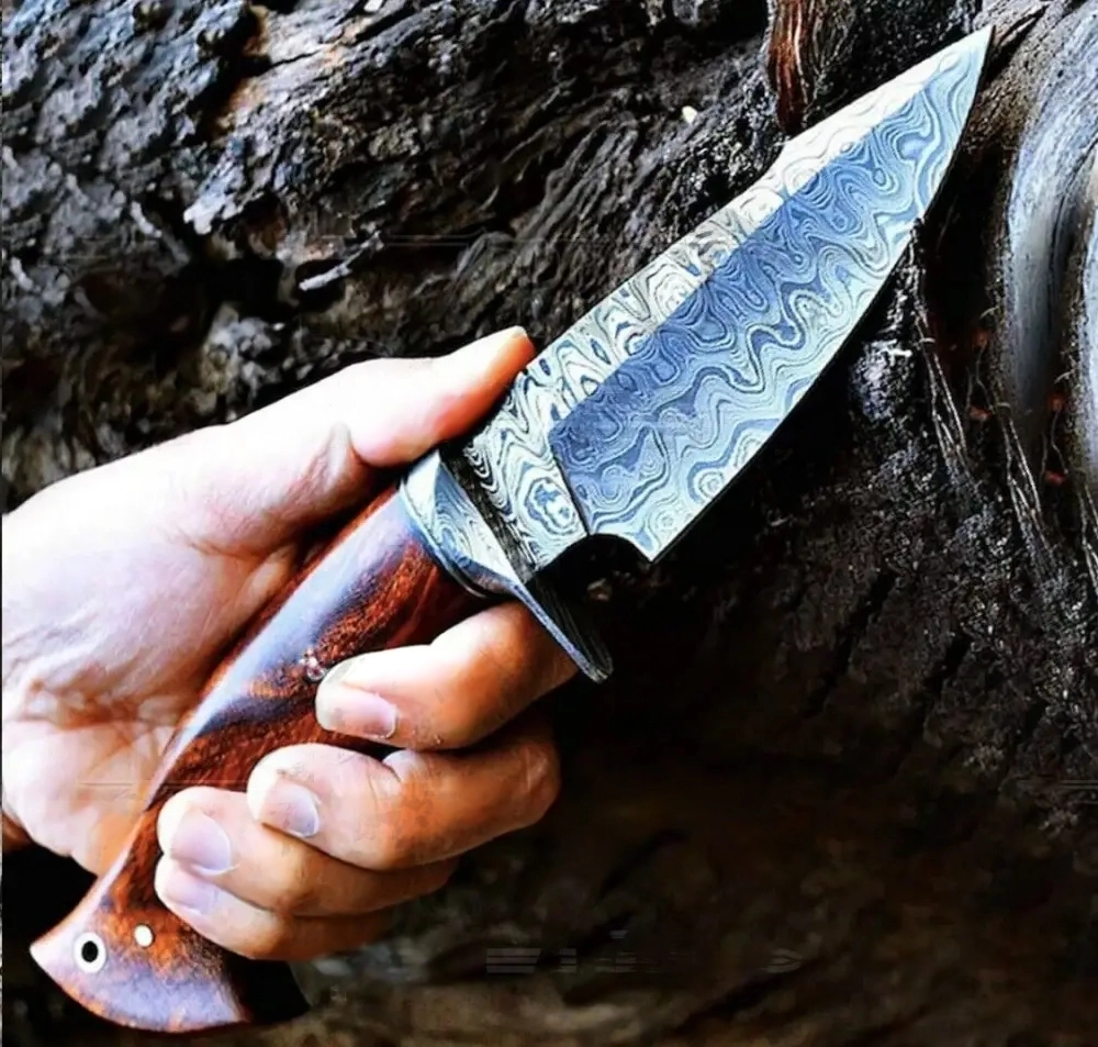 10”Custom HANDMADE FORGED DAMASCUS Steel Hunting Knife W/ Wood & Guard Handle WH 8766