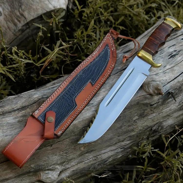 Bowie Knife - Handmade D2 Bowie Knife Steel Hunting Fix Blade - Pakka Wood Handle