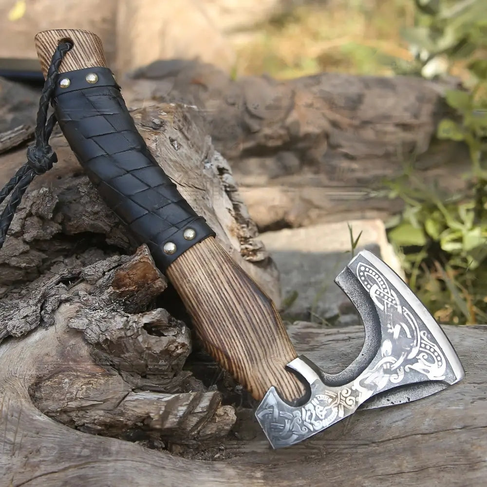 Small Axe - Forged Carbon Steel Axe with Ash Wood Shaft - Viking Axe X801-14