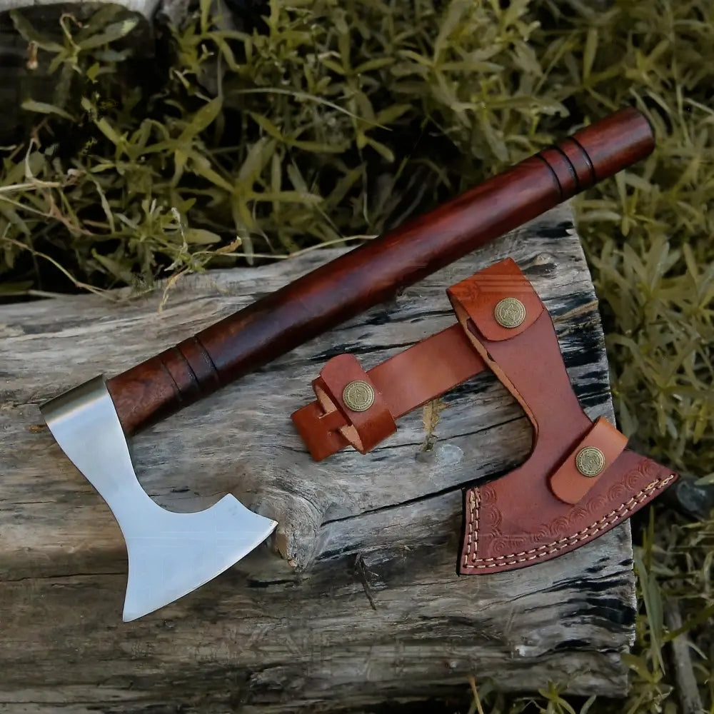 Small Forged Carbon Steel Axe with Rose Wood Shaft - Viking Axe X-102