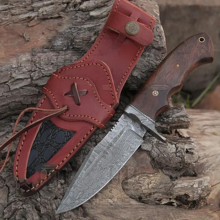 Walnut Knife Handle –  Damascus Hunting Bushcraft Knife