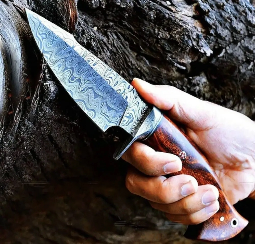 10”Custom HANDMADE FORGED DAMASCUS Steel Hunting Knife W/ Wood & Guard Handle WH 8766