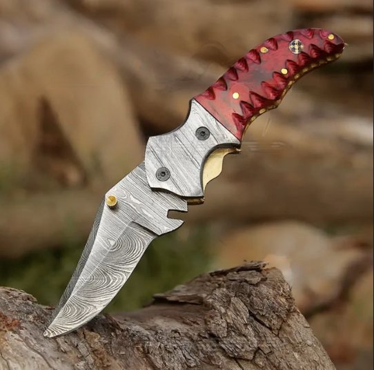 Red Handle Knife with Sharp Stainless Steel Blade