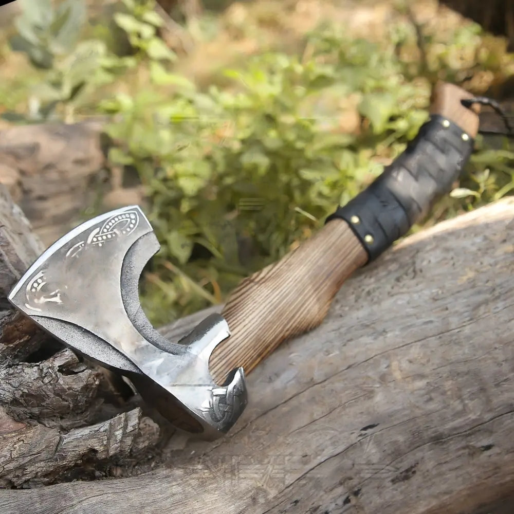 Viking Bearded Axe, Viking Axe With Dark Wood Shaft X801-19