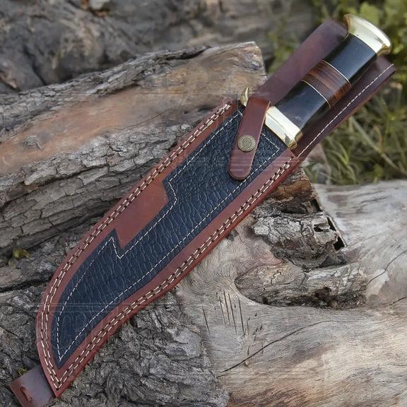 Bowie Knife - Handmade D2 Bowie Knife Steel Hunting Fix Blade - Bull Horn & Leather Handle