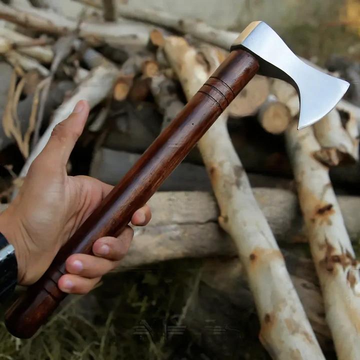 Small Forged Carbon Steel Axe with Rose Wood Shaft - Viking Axe X-103