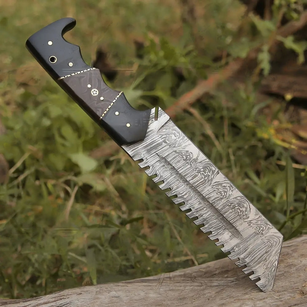 Custom HANDMADE FORGED DAMASCUS Steel Camping Tracker Fix Blade Knife Full Tang WH 4393