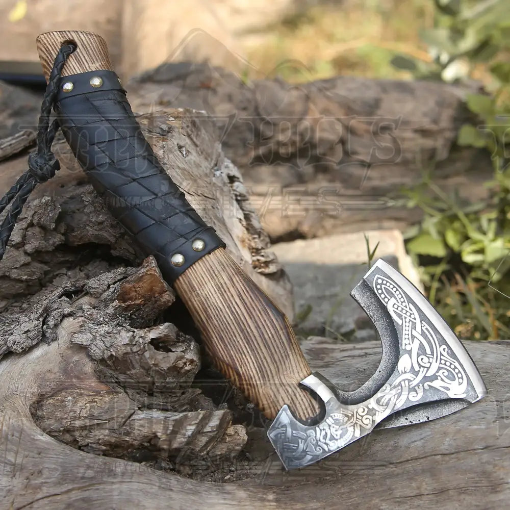 Small Forged Carbon Steel Axe with Ash Wood Shaft - Viking Axe X801-14