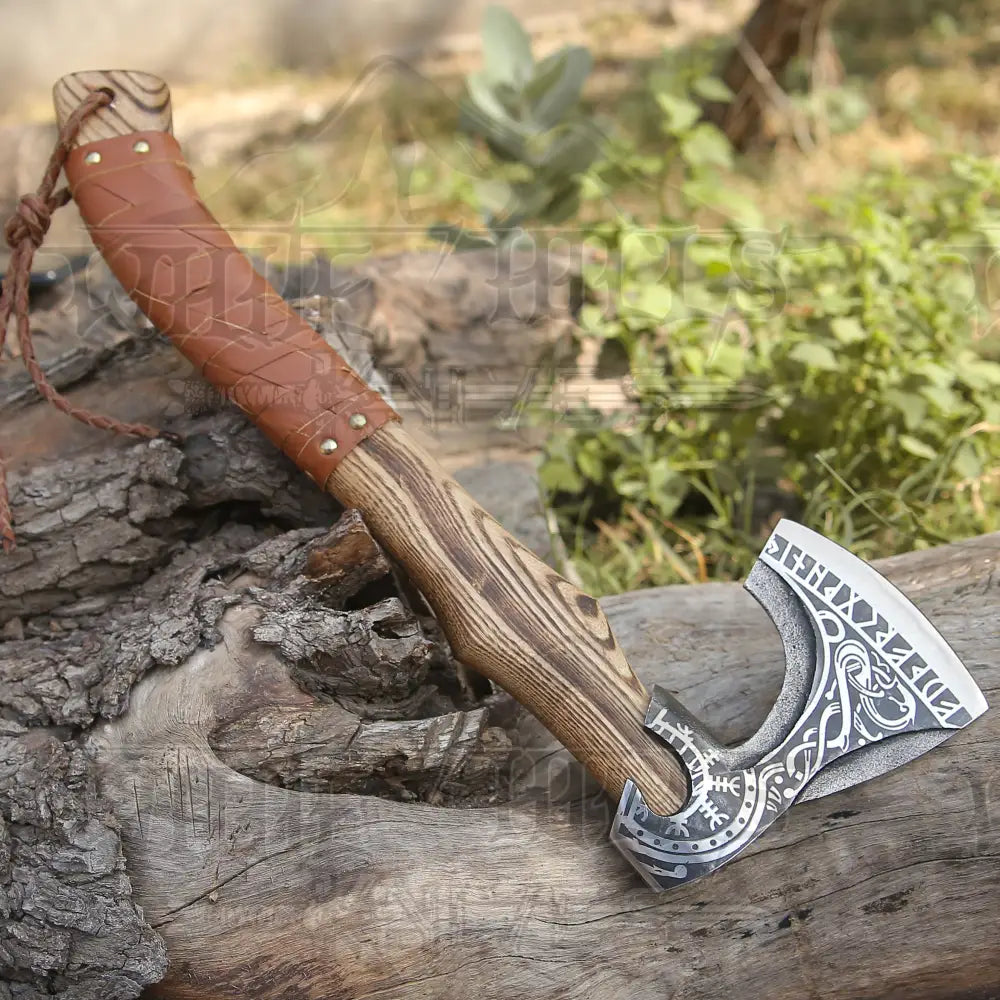 Viking Axe with Dark Wood Shaft, Viking Bearded Camping Axe X800-19