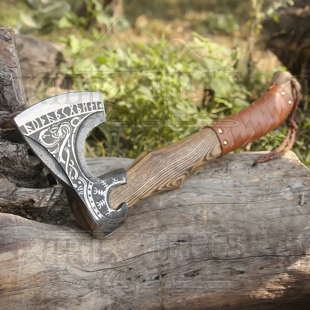 Viking Axe with Dark Wood Shaft, Viking Bearded Camping Axe X800-19