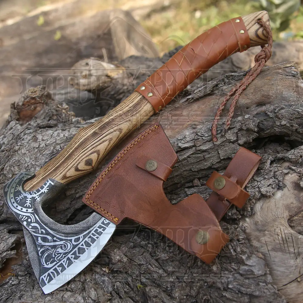 Viking Axe with Dark Wood Shaft, Viking Bearded Camping Axe X800-19